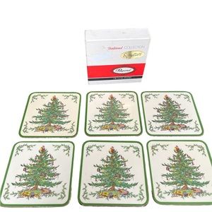 Pimpernel Signature Spode Christmas Tree Coasters, IOB, England, Set Of 6
